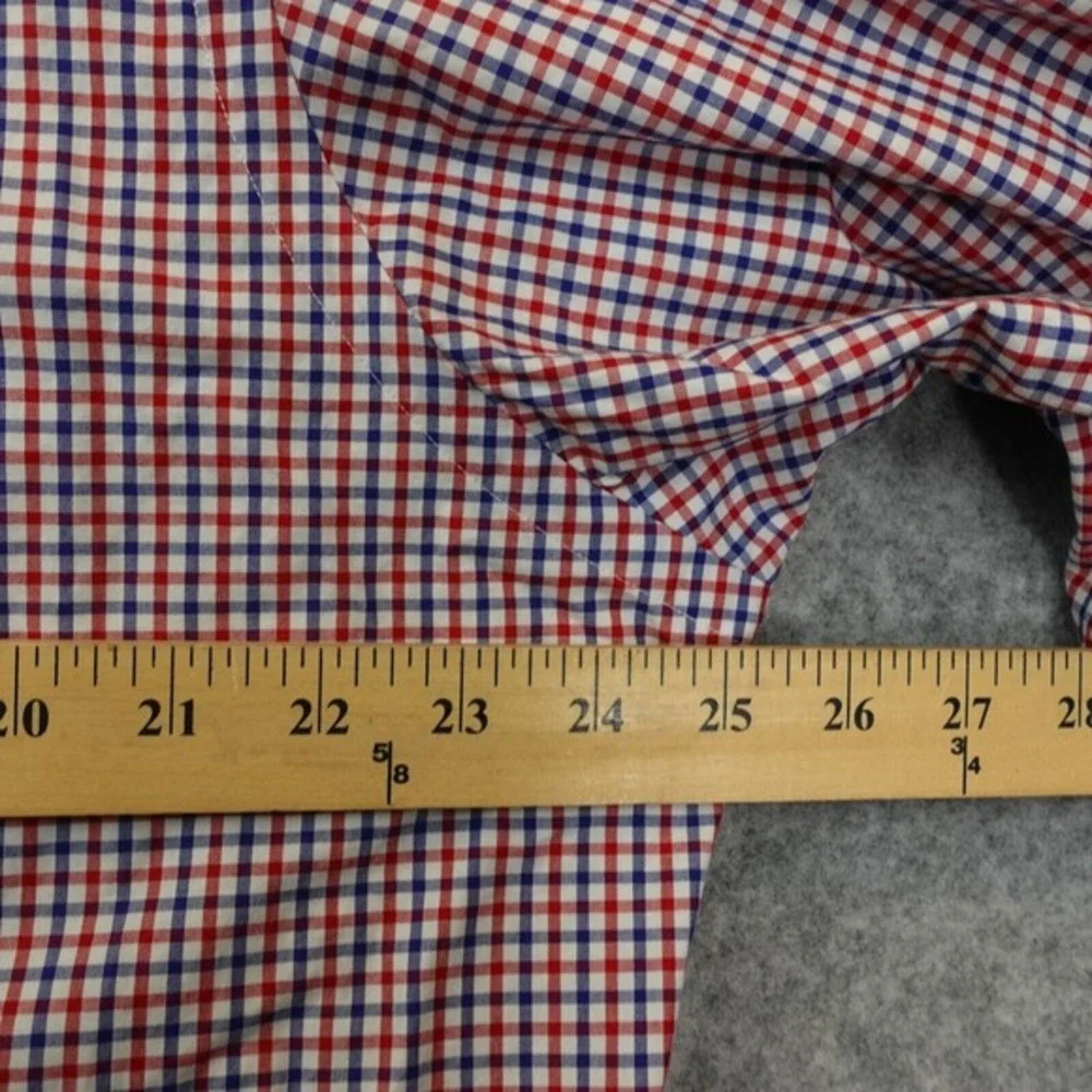 POLO RALPH LAUREN Gingham Shirt Mens 17.5 XL Blue Red Regent Custom Vintage
